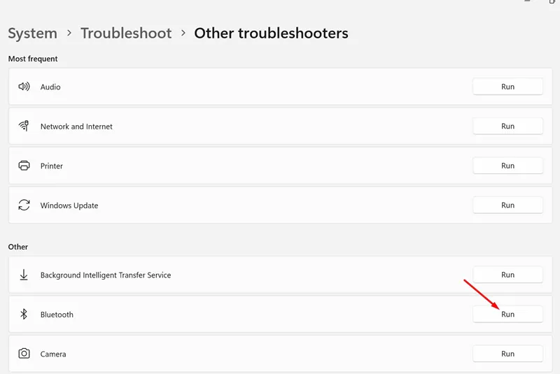 Run the Bluetooth Troubleshooter