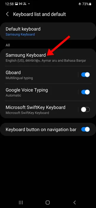 Samsung Keyboard settings