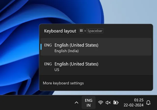 Switch Keyboard Layout in Windows 11