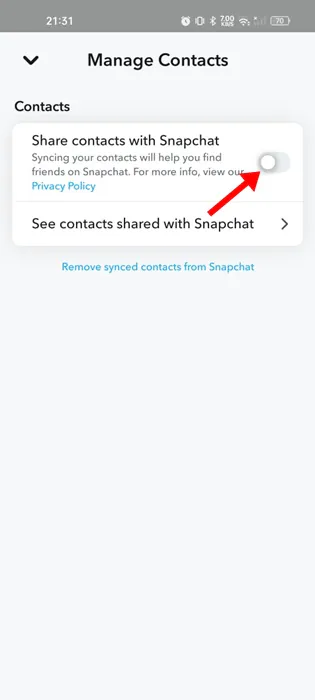 Share contacts with Snapchat