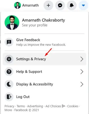 click on the Settings & Privacy option