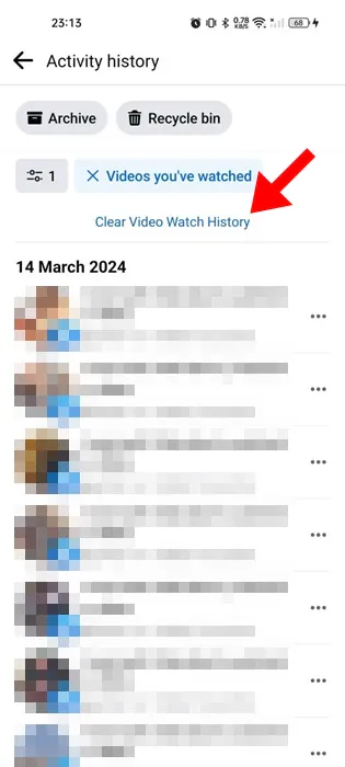 Clear Video Watch History