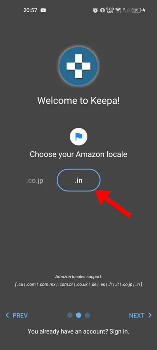 select your Amazon Locale