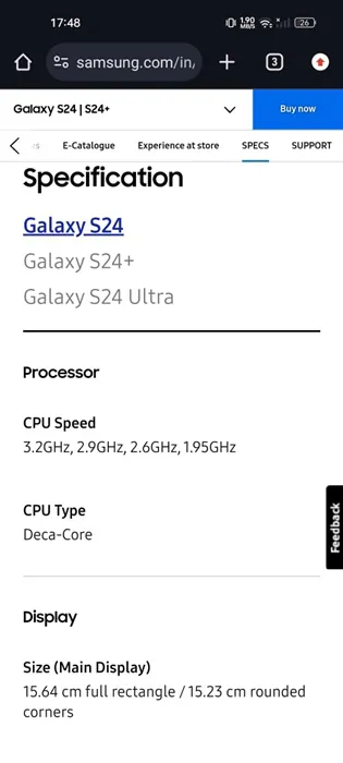 Find the Processor & Speed from the Manufacturer's website